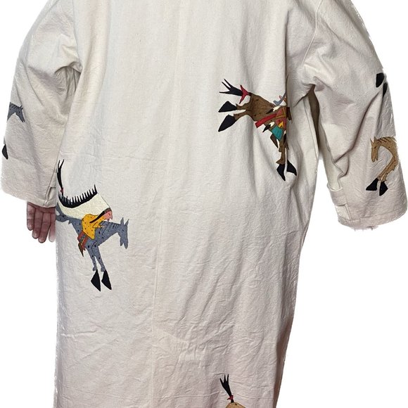 Womans Long Duster Jacket with Horses - Picture 2 of 6